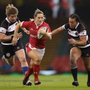 Wales' Elinor Snowsill in action with Barbarians' Ariana Hira-Herangi during the International match at the Principality Stadium, Cardiff. PA Photo. Picture date: Saturday November 30, 2019. See PA story RUGBYU Wales Women. Photo credit should