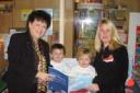LAUNCH: Tina Leonard with her sons Kieran, four, and Callum 18 months, and Penarth and Cardiff South AM Lorraine Barrett.