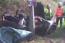 HORRIFIC: Two teenagers had to be cut free from the wreckage after the driver who caused the crash ran off