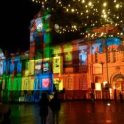 Barry Town Hall lit up for Christmas