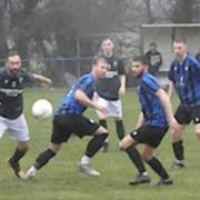 Ely Rangers (Blue & Black stripes) v Sully Sports (dark green) game 