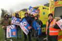 Paramedics at Barry emergency services station on the town’s Port Road West held strike action today, January 11