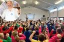 Cadoxton Primary's achievement was announced by a very special guest