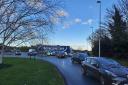 Police at the scene of a lorry breaking down on the A4226