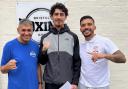 Haaris Khan (C) with his Manager/Promoter Chris Sanigar (L) and his Coach, Former IBF World Champion, Lee Selby (R)