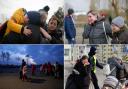 Scenes from Ukraine's borders, where thousands of people are fleeing an invading Russian force (Pictures: AP Photo)