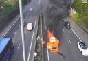 A vehicle went on fire on the M4 this morning