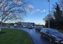 Police at the scene of a lorry breaking down on the A4226