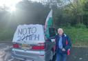 Jeff Tree from Penarth lead the Convoy to the Senedd for the protest