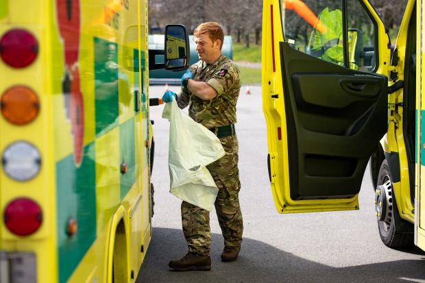 Barry And District News: Members of the British Army during training in April 2020 to support the Welsh Ambulance Service in the battle against Covid-19. Picture: Via PA