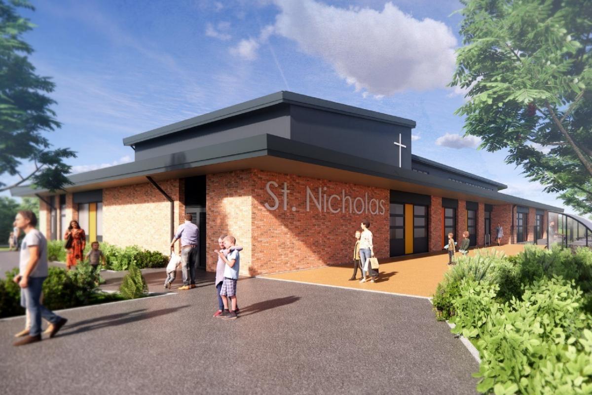 A CGI of the planned replacement St Nicholas CIW primary school
Picture: Stride Treglown
Free to use for all LDRS partners
