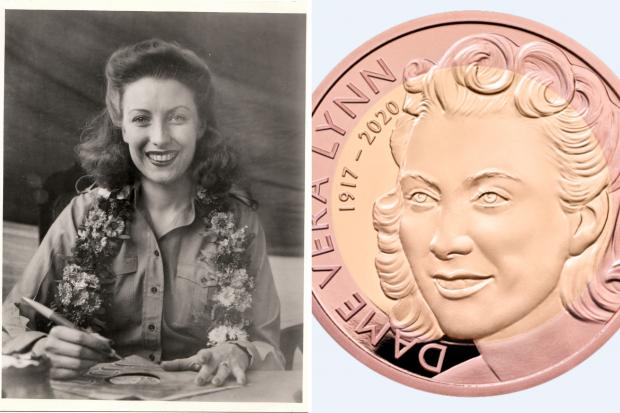 Barry And District News: (left to right) Dame Vera Lynn and Dame Vera Lynn commemorative coin. Credit: PA and The Royal Mint