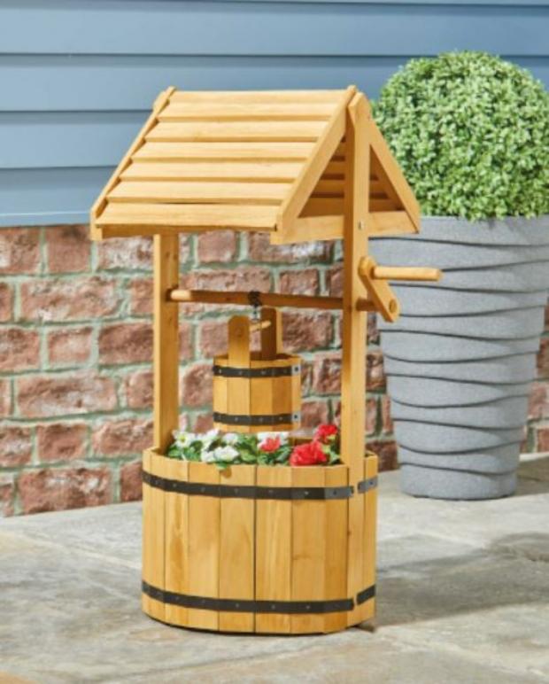 Barry And District News: Natural Wooden Wishing Well Planter (Aldi)