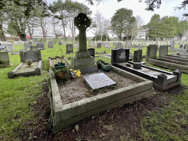 Barry And District News: The grave of Gareth Jones in Merthyr Dyfan cemetery where his ashes are interred with his family. Photo: Siriol Griffiths