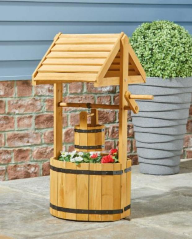 Barry And District News: Natural Wooden Wishing Well Planter (Aldi)