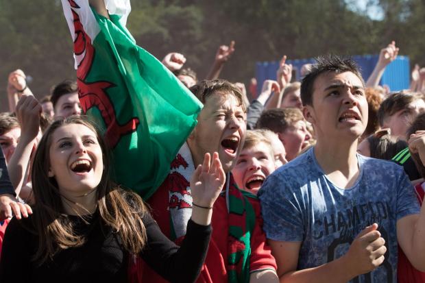 Barry And District News: Supporters watching Wales play Northern Ireland during Euro 2016 at the fanzone in Cardiff (Image: Huw Evans Picture Agency).