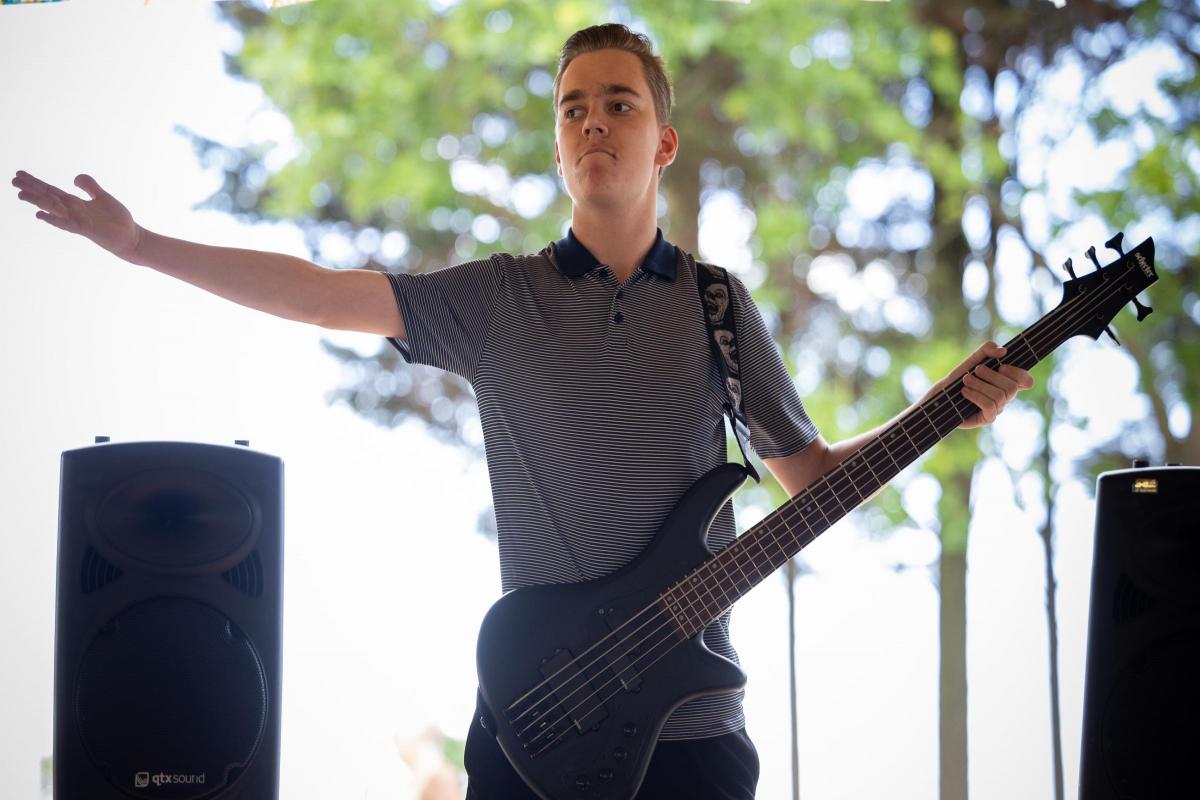 Beechwood College pupil Alex channelled his inner rock god at the graduation ceremony