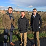 (Left To Right) Cllr Vincent Bailey, Alun Cairns Mp, Cllr Leighton Rowlands