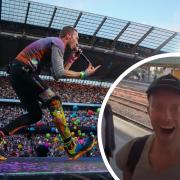 See where Chris Martin was spotted in Cardiff ahead of Coldplay's first concert tonight (June 6).