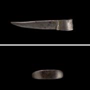 Top: The medieval Brooch Pin (Treasure Case 22.18) Llantwit Major, bottom: The Roman silver finger-ring fragment  (Treasure Case 22.37) St Nicholas and Bonvilston Community