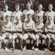 Barry Boys’ Grammar School Athletics Team 1939 - Bernard Baldwin (sat cross-legged on left) and John Kiddie (sat on bench on right)